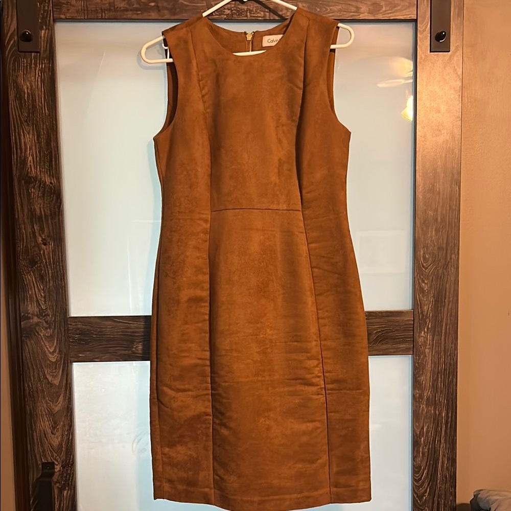 Calvin Klein Brown Sleeveless Sheath Midi Dress